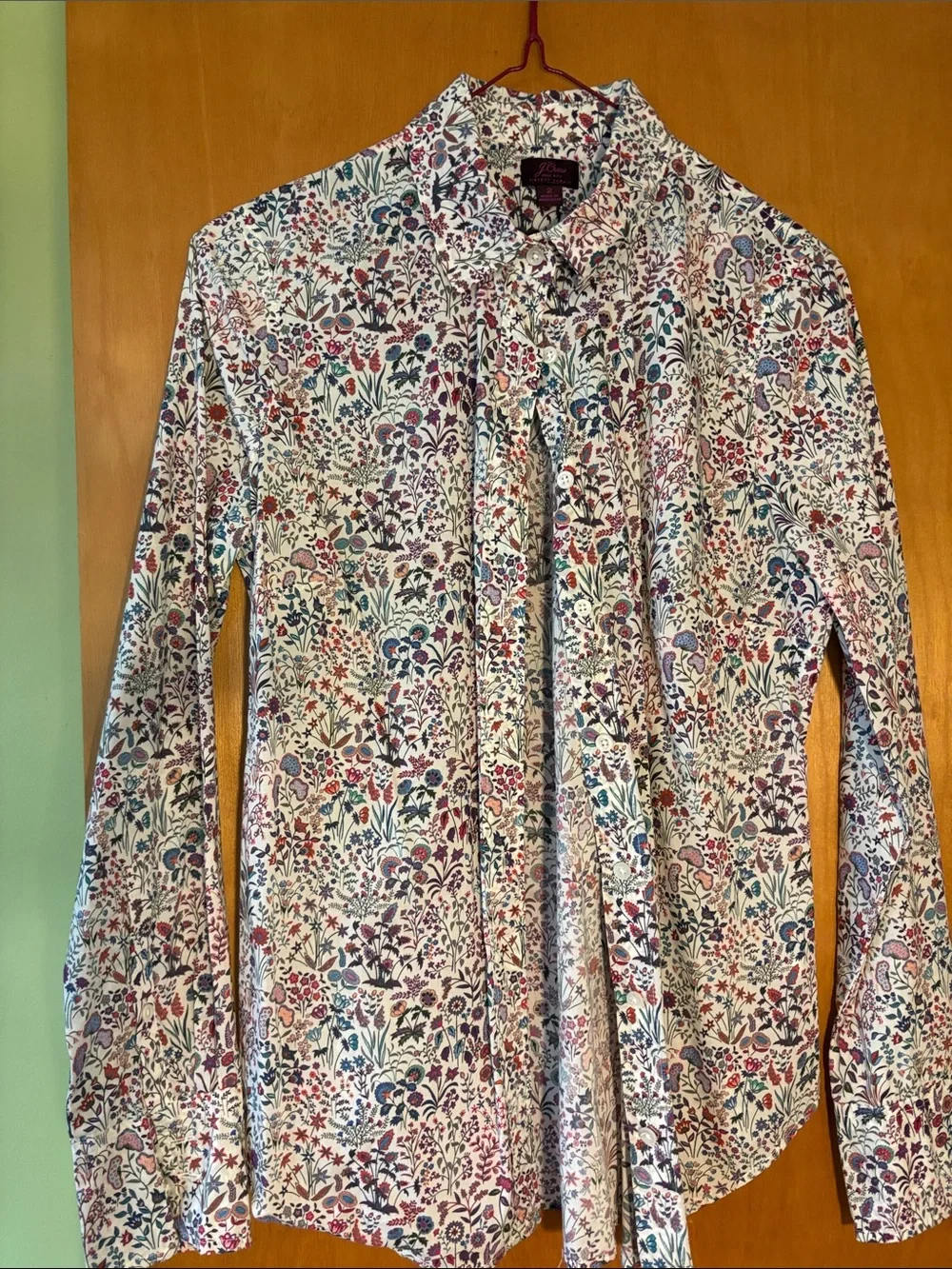 J. Crew Liberty Fabric Floral Button-Up in White with Multicolor Print - Picture 1 of 2